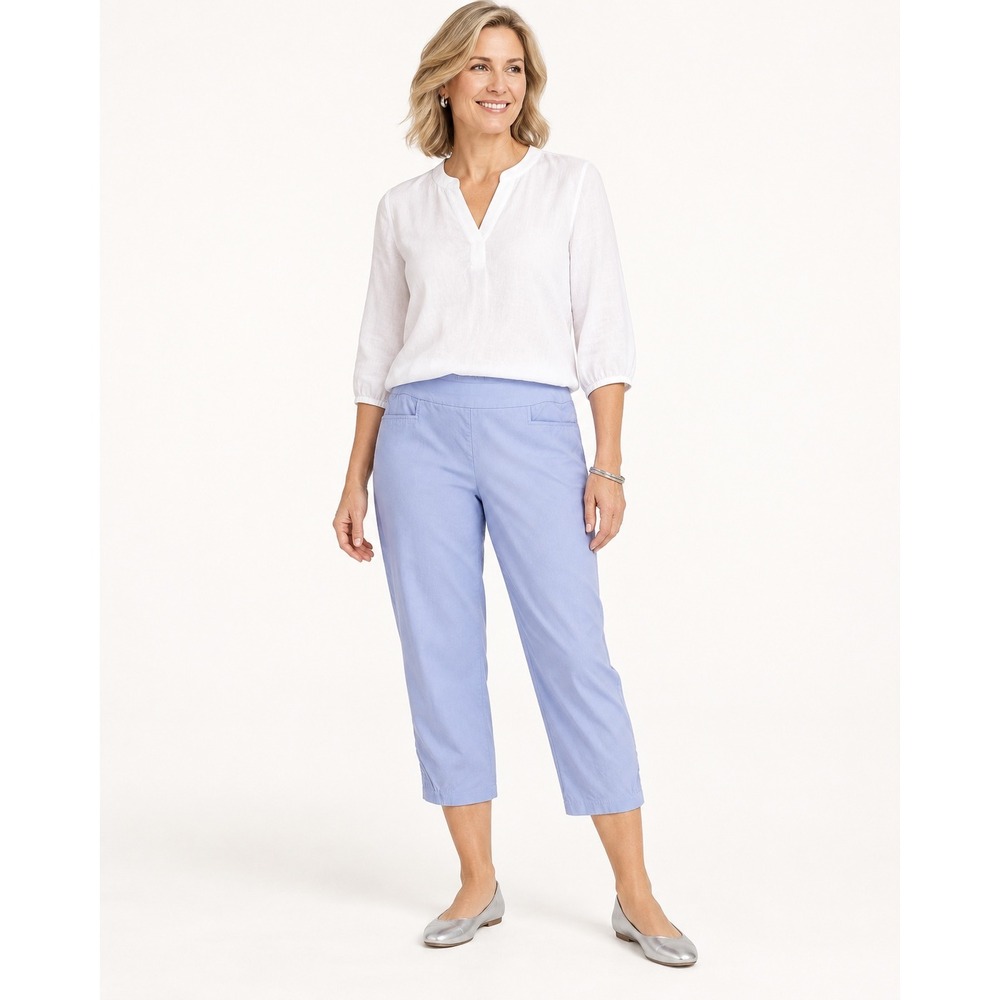 Chico's Womens Capri Pants 2.5 L Blue Periwinkle Pull On Stretch Cropped Casual